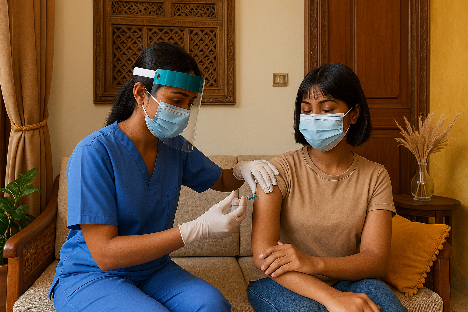 Nurse Nurse performing wound dressing at home with sterile care